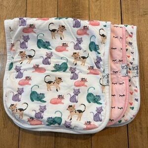 Cute Cats and Hearts Baby Burp Cloth Set